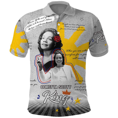 African American Coretta Scott King Polo Shirt Honoring The Legacy Hand Draw Style