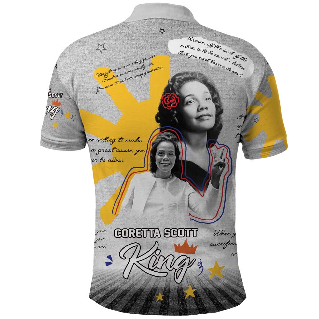 African American Coretta Scott King Polo Shirt Honoring The Legacy Hand Draw Style
