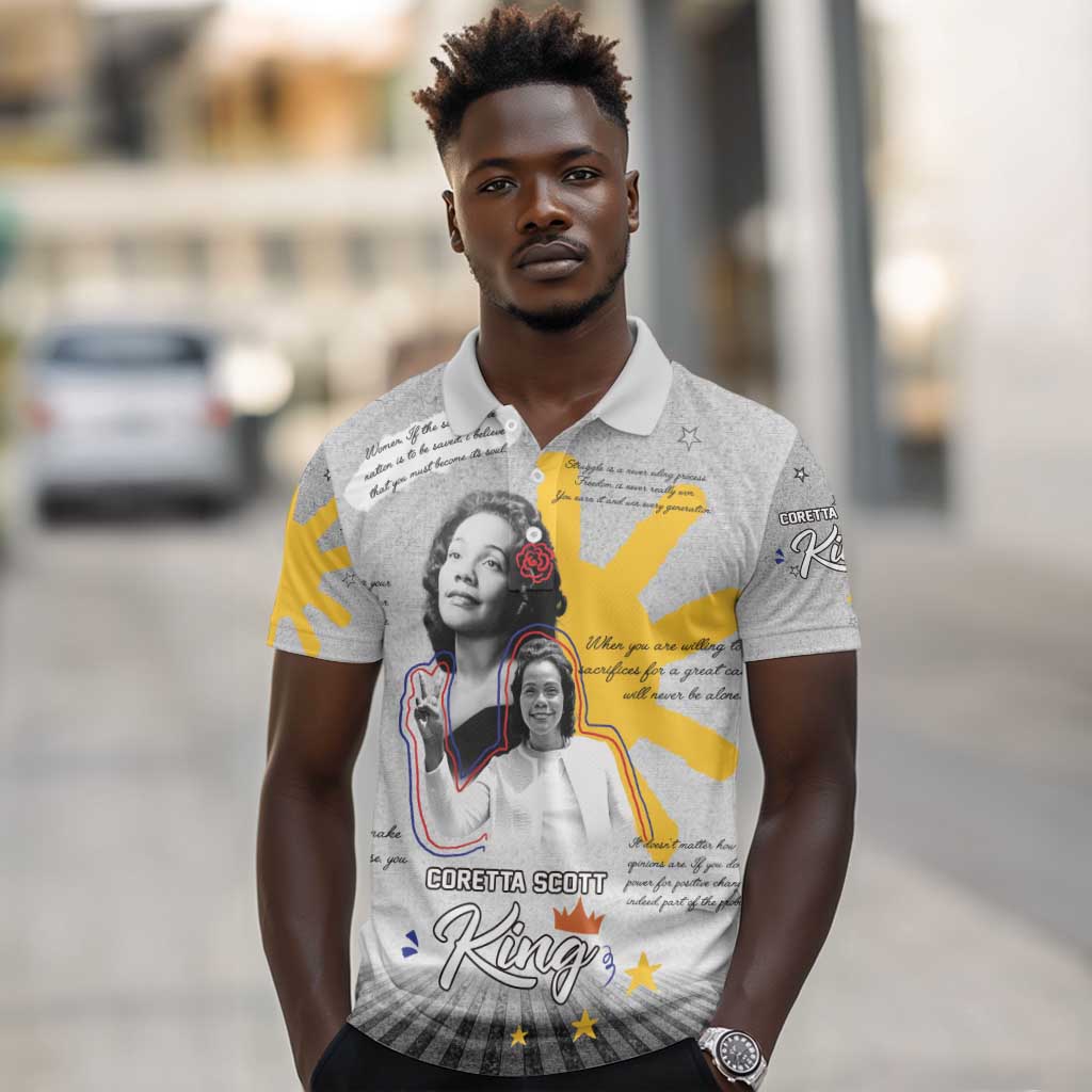 African American Coretta Scott King Polo Shirt Honoring The Legacy Hand Draw Style