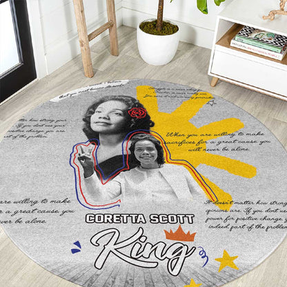 African American Coretta Scott King Round Carpet Honoring The Legacy Hand Draw Style