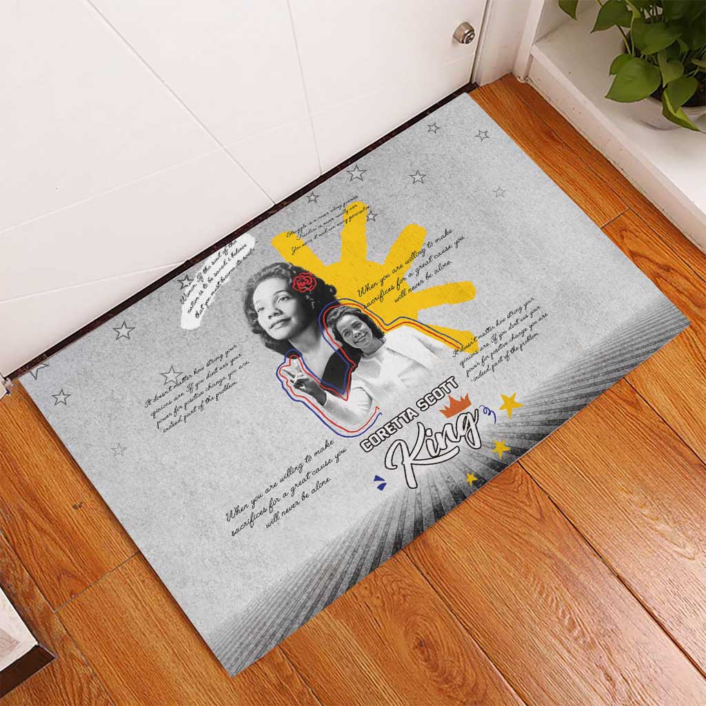 African American Coretta Scott King Rubber Doormat Honoring The Legacy Hand Draw Style