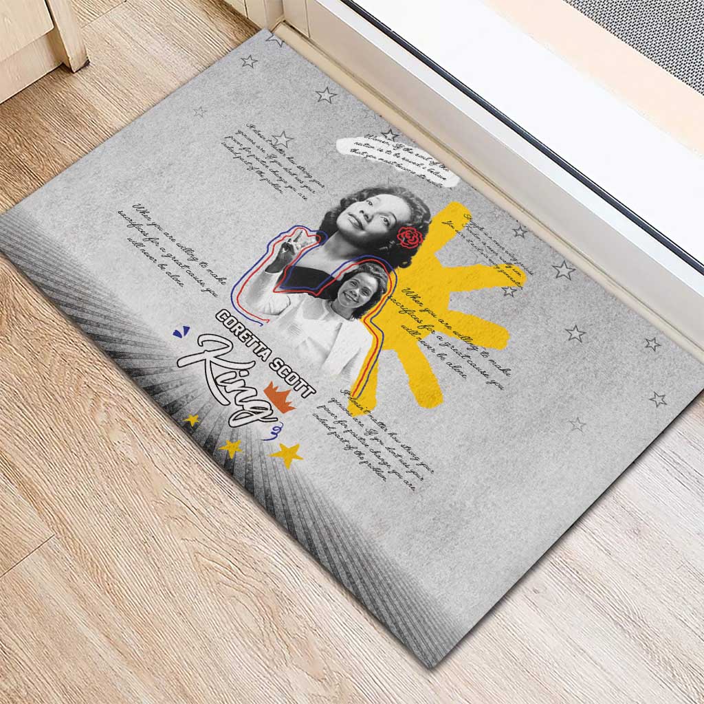 African American Coretta Scott King Rubber Doormat Honoring The Legacy Hand Draw Style