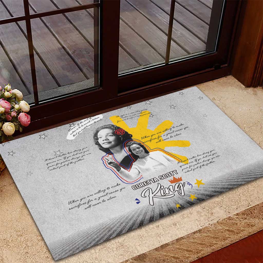 African American Coretta Scott King Rubber Doormat Honoring The Legacy Hand Draw Style