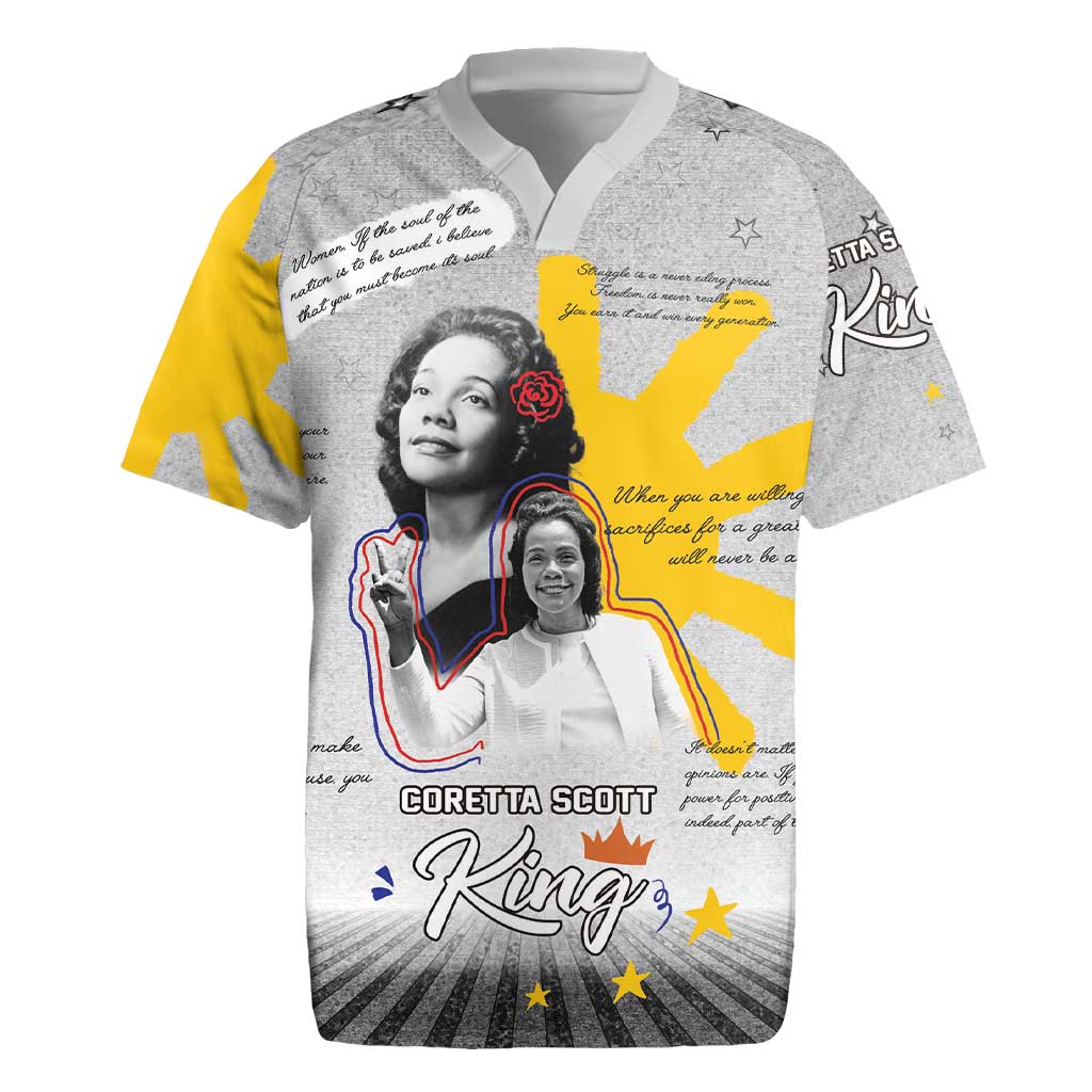 African American Coretta Scott King Rugby Jersey Honoring The Legacy Hand Draw Style