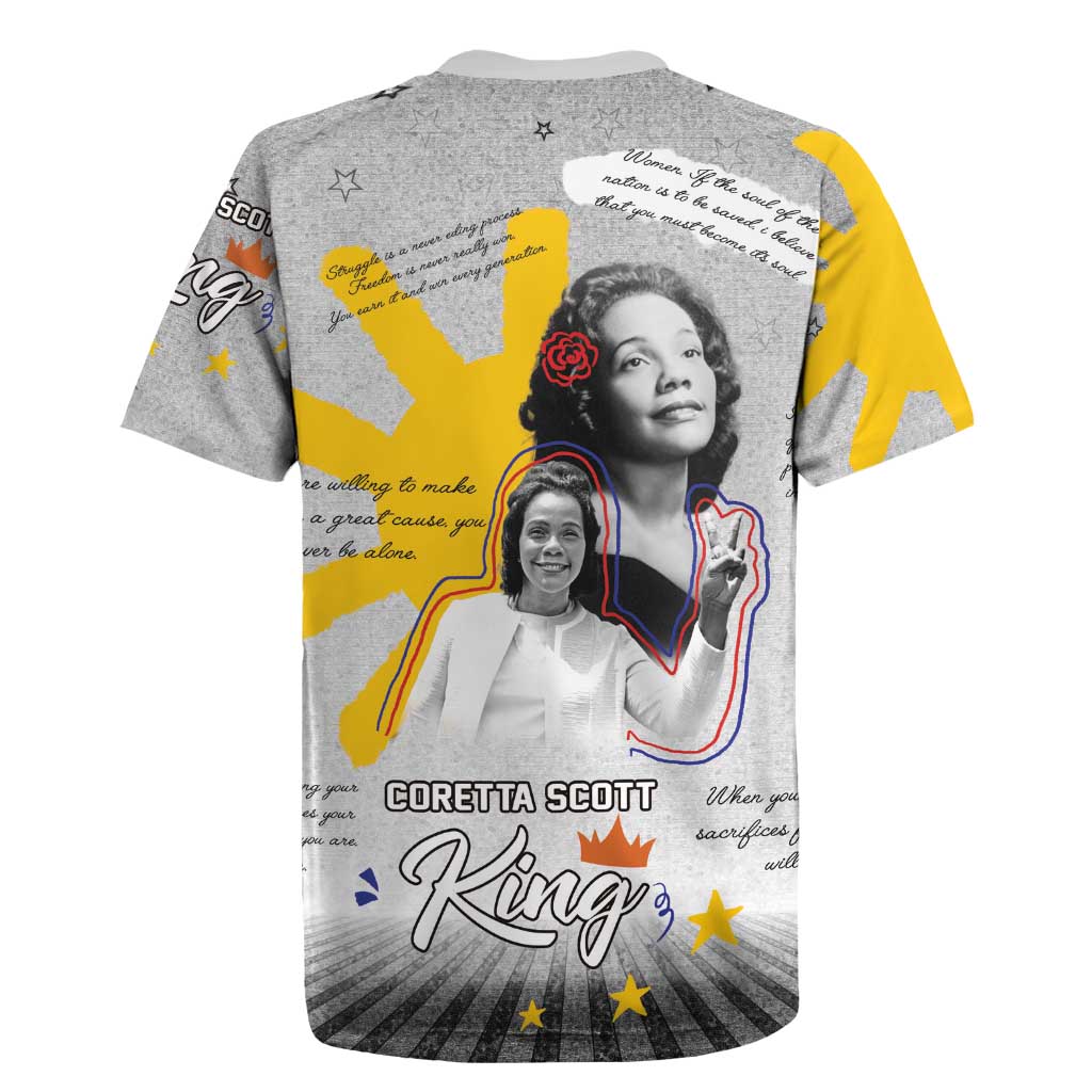African American Coretta Scott King Rugby Jersey Honoring The Legacy Hand Draw Style