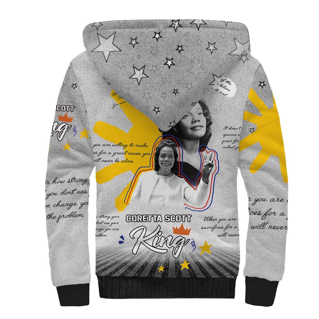African American Coretta Scott King Sherpa Hoodie Honoring The Legacy Hand Draw Style