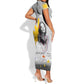 African American Coretta Scott King Short Sleeve Bodycon Dress Honoring The Legacy Hand Draw Style