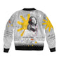 African American Coretta Scott King Sleeve Zip Bomber Jacket Honoring The Legacy Hand Draw Style