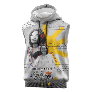 African American Coretta Scott King Sleeveless Hoodie Honoring The Legacy Hand Draw Style - African Pride