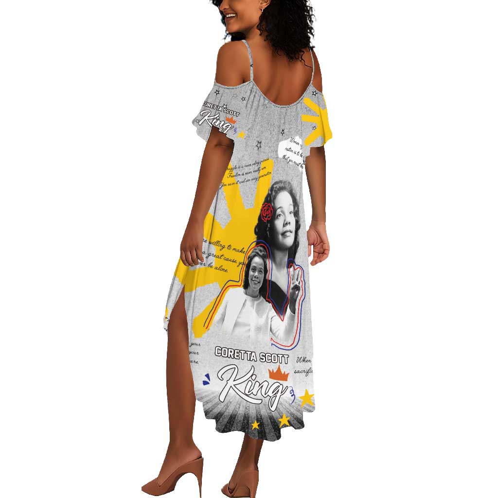 African American Coretta Scott King Summer Maxi Dress Honoring The Legacy Hand Draw Style