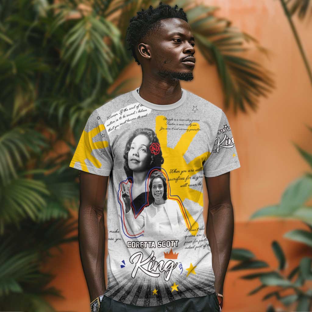 African American Coretta Scott King T shirt Honoring The Legacy Hand Draw Style