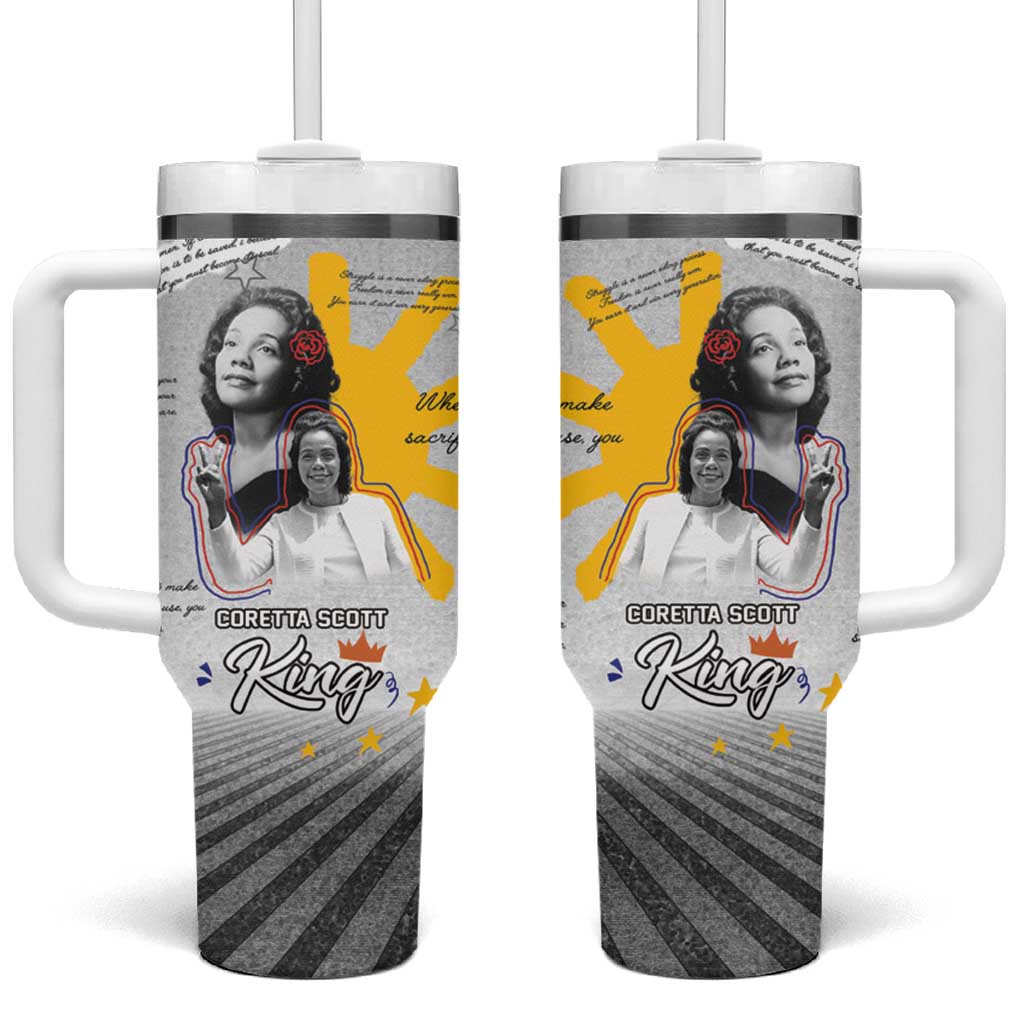 African American Coretta Scott King Tumbler With Handle Honoring The Legacy Hand Draw Style