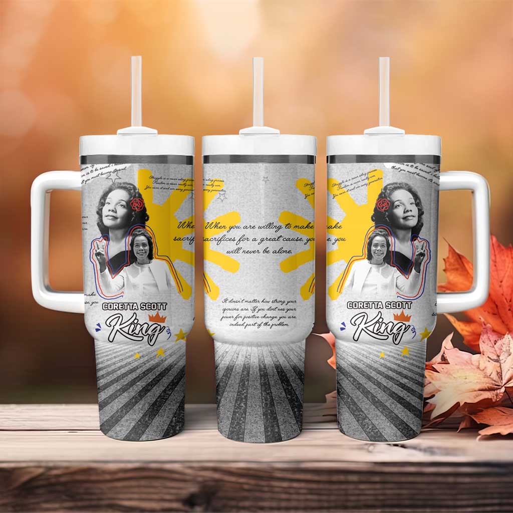 African American Coretta Scott King Tumbler With Handle Honoring The Legacy Hand Draw Style