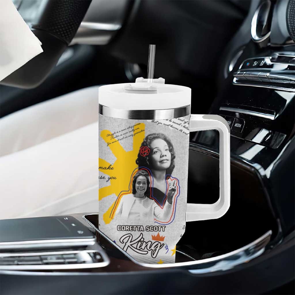 African American Coretta Scott King Tumbler With Handle Honoring The Legacy Hand Draw Style