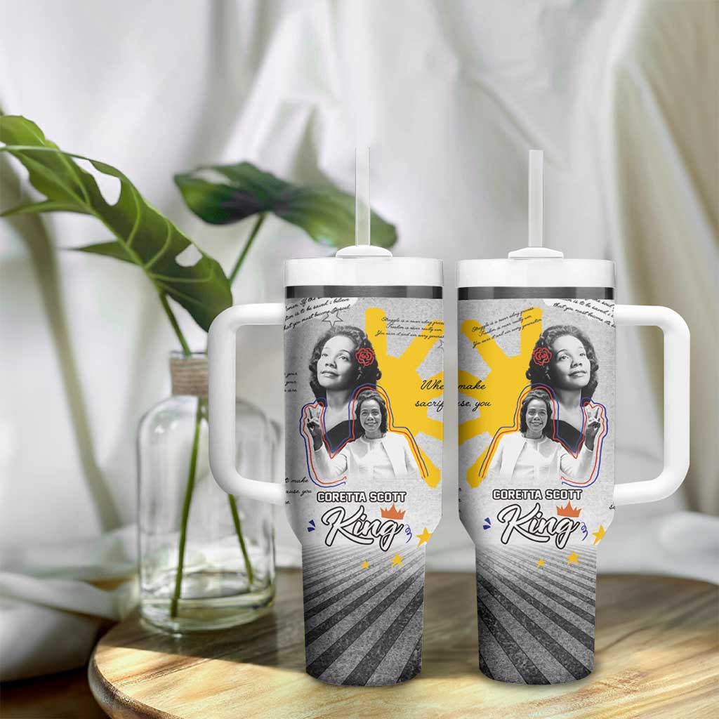 African American Coretta Scott King Tumbler With Handle Honoring The Legacy Hand Draw Style