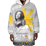 African American Coretta Scott King Wearable Blanket Hoodie Honoring The Legacy Hand Draw Style