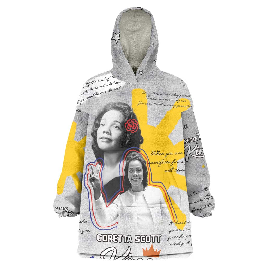 African American Coretta Scott King Wearable Blanket Hoodie Honoring The Legacy Hand Draw Style