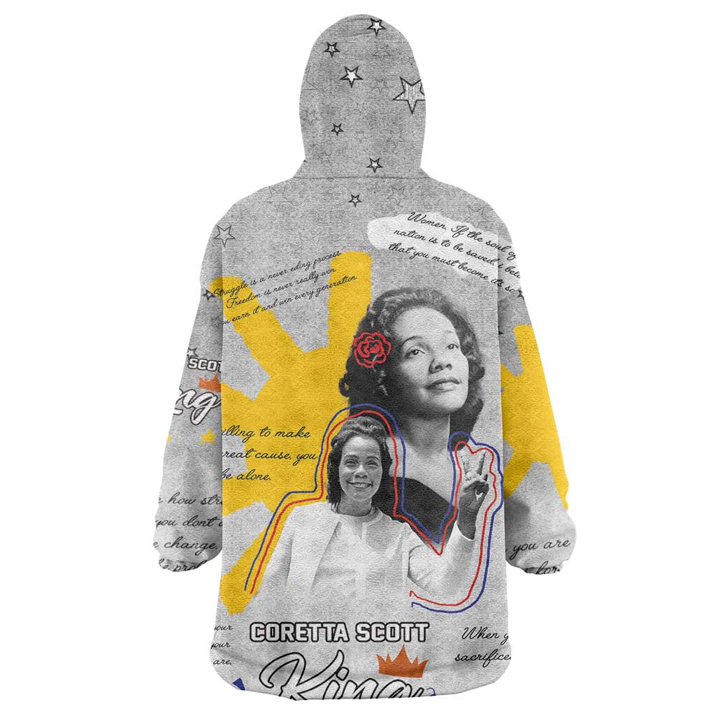 African American Coretta Scott King Wearable Blanket Hoodie Honoring The Legacy Hand Draw Style