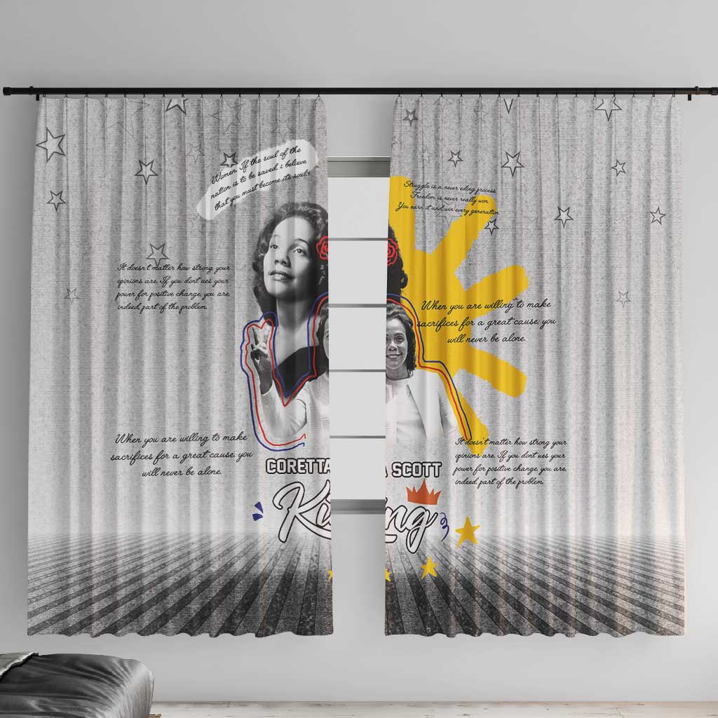 African American Coretta Scott King Window Curtain Honoring The Legacy Hand Draw Style