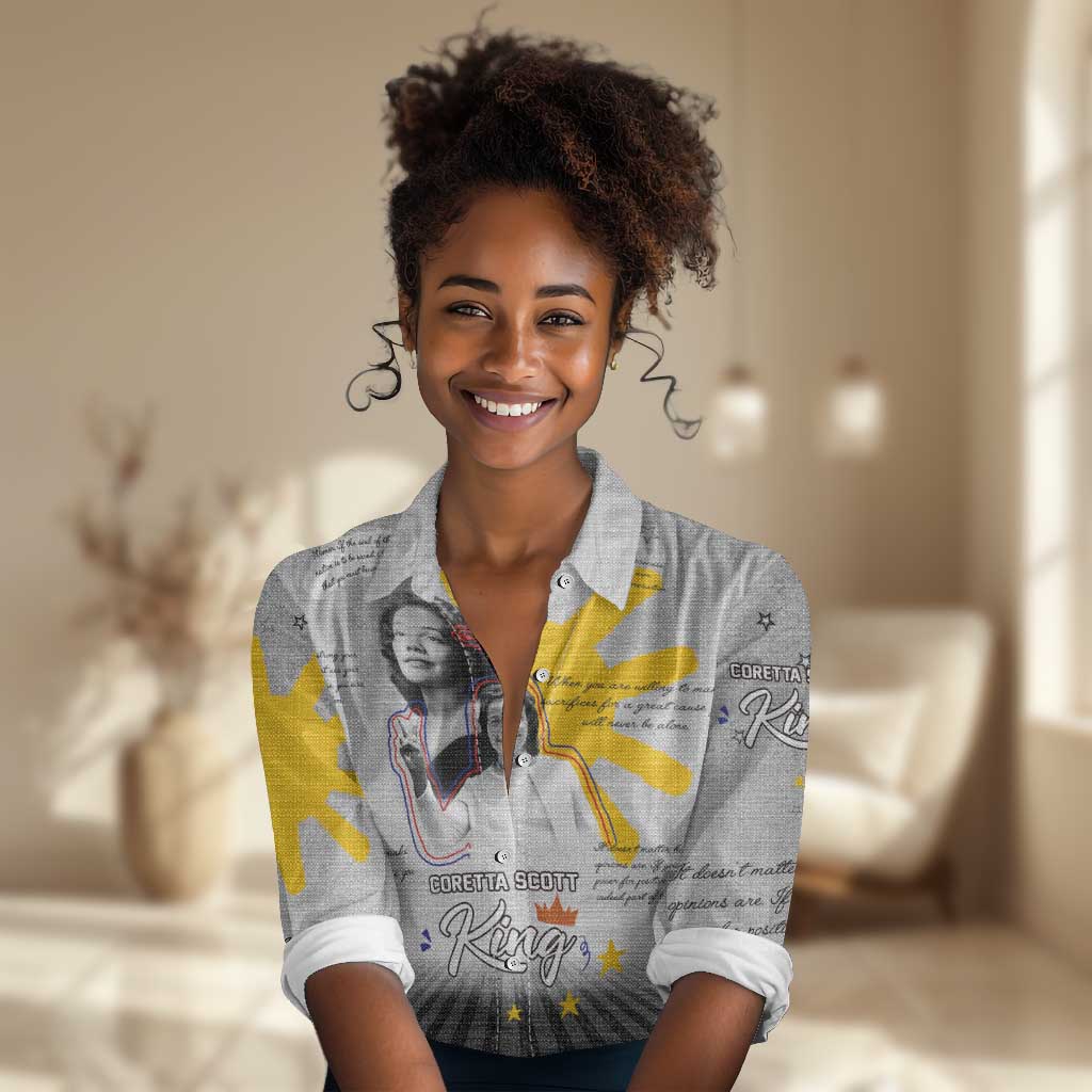 African American Coretta Scott King Women Casual Shirt Honoring The Legacy Hand Draw Style