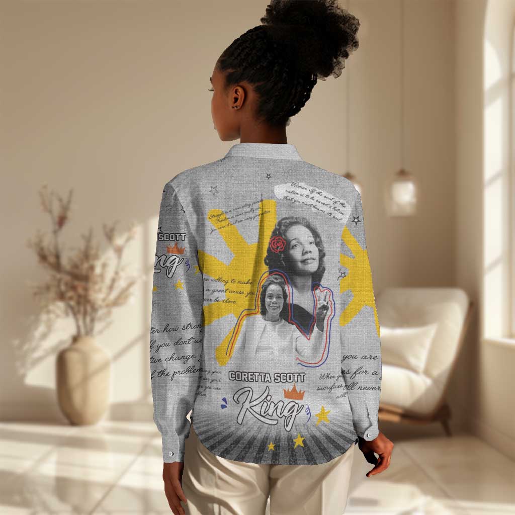 African American Coretta Scott King Women Casual Shirt Honoring The Legacy Hand Draw Style