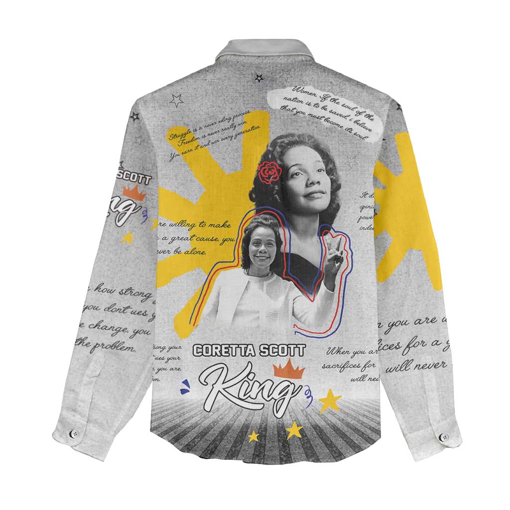 African American Coretta Scott King Women Casual Shirt Honoring The Legacy Hand Draw Style