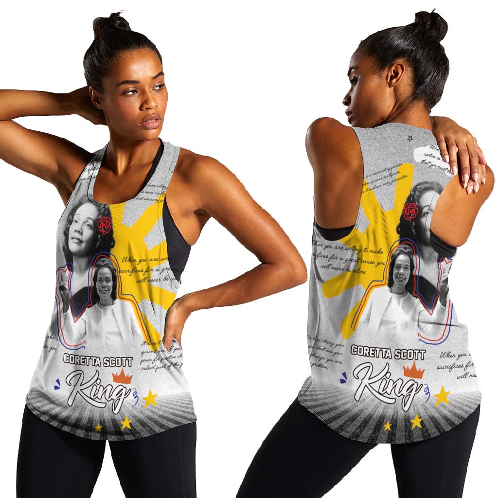 African American Coretta Scott King Women Racerback Tank Honoring The Legacy Hand Draw Style