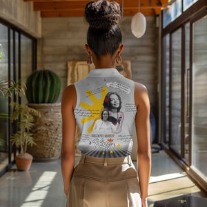 African American Coretta Scott King Women Sleeveless Polo Shirt Honoring The Legacy Hand Draw Style