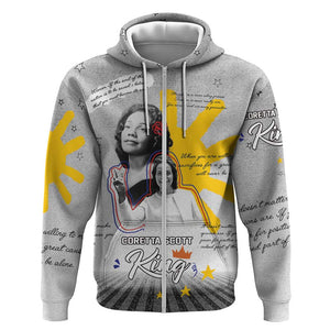 African American Coretta Scott King Zip Hoodie Honoring The Legacy Hand Draw Style