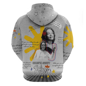 African American Coretta Scott King Zip Hoodie Honoring The Legacy Hand Draw Style