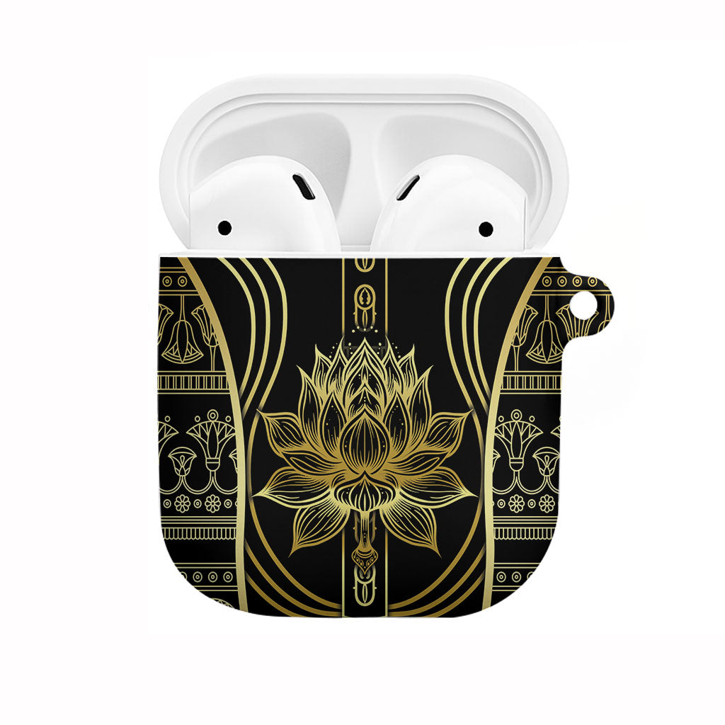 Egypt The Lotus AirPods Case Gold Bloom Hieroglyphic Patterns