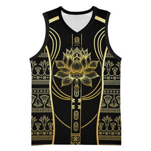 Egypt The Lotus Basketball Jersey Gold Bloom Hieroglyphic Patterns
