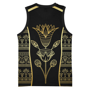 Egypt The Lotus Basketball Jersey Gold Bloom Hieroglyphic Patterns