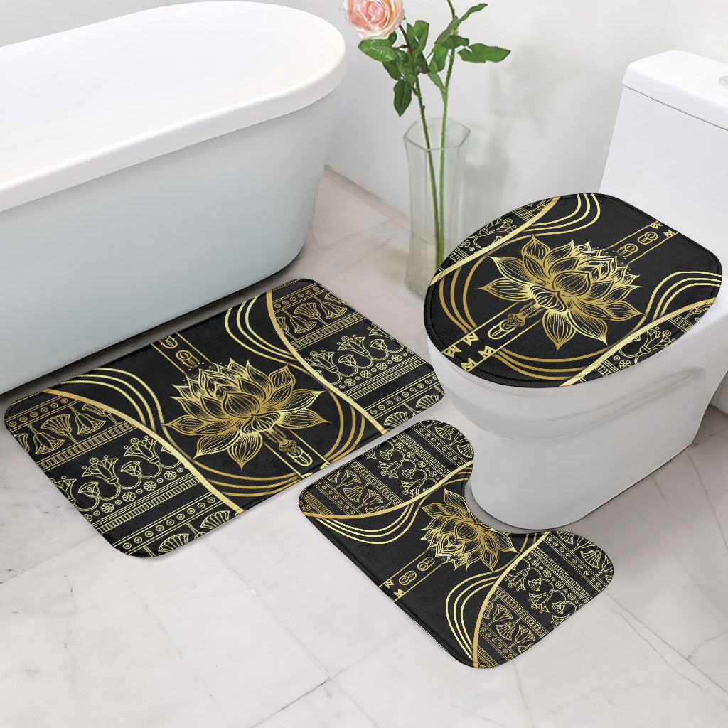 Egypt The Lotus Bathroom Set Gold Bloom Hieroglyphic Patterns