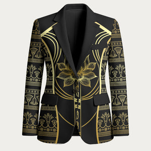 Egypt The Lotus Blazer Gold Bloom Hieroglyphic Patterns