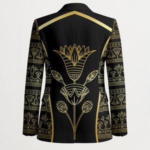 Egypt The Lotus Blazer Gold Bloom Hieroglyphic Patterns