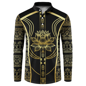Egypt The Lotus Button Sweatshirt Gold Bloom Hieroglyphic Patterns