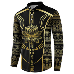 Egypt The Lotus Button Sweatshirt Gold Bloom Hieroglyphic Patterns