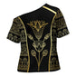 Egypt The Lotus Cross Shoulder Shirt Gold Bloom Hieroglyphic Patterns