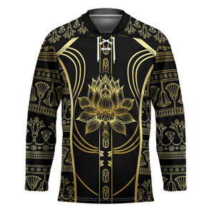 Egypt The Lotus Hockey Jersey Gold Bloom Hieroglyphic Patterns