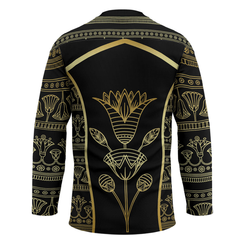 Egypt The Lotus Hockey Jersey Gold Bloom Hieroglyphic Patterns