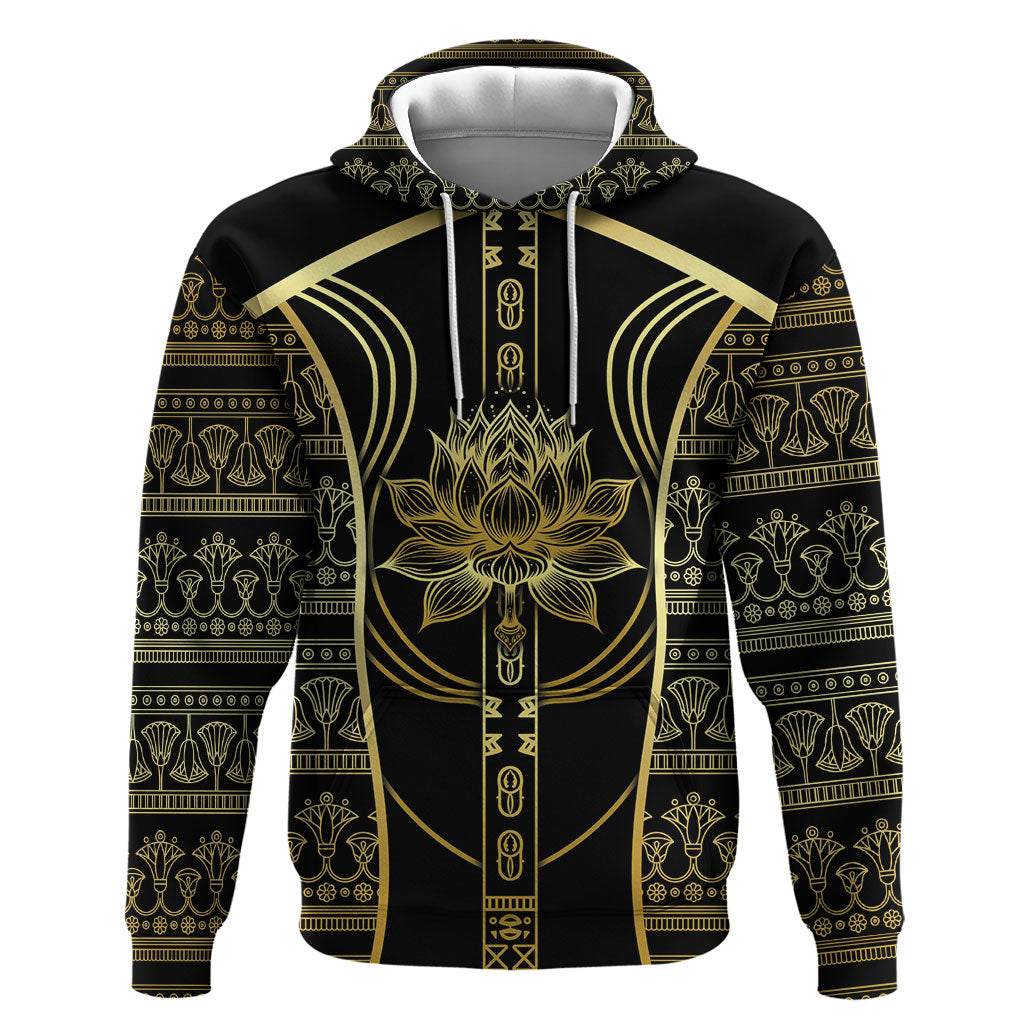 Egypt The Lotus Hoodie Gold Bloom Hieroglyphic Patterns