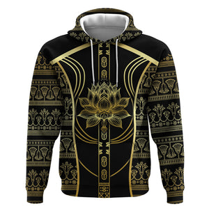 Egypt The Lotus Hoodie Gold Bloom Hieroglyphic Patterns
