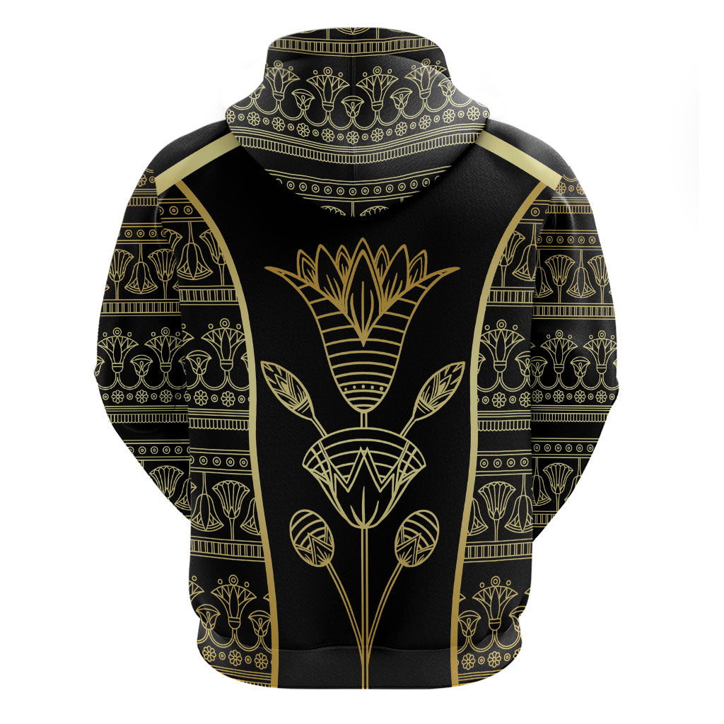 Egypt The Lotus Hoodie Gold Bloom Hieroglyphic Patterns