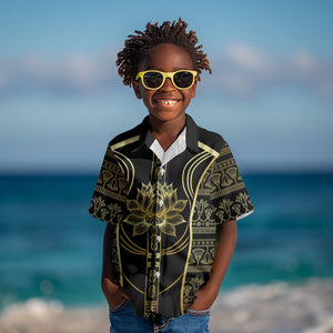 Egypt The Lotus Kid Hawaiian Shirt Gold Bloom Hieroglyphic Patterns