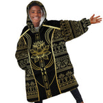 Egypt The Lotus Kid Wearable Blanket Hoodie Gold Bloom Hieroglyphic Patterns