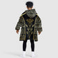 Egypt The Lotus Kid Wearable Blanket Hoodie Gold Bloom Hieroglyphic Patterns