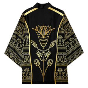 Egypt The Lotus Kimono Gold Bloom Hieroglyphic Patterns