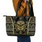 Egypt The Lotus Leather Tote Bag Gold Bloom Hieroglyphic Patterns