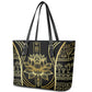 Egypt The Lotus Leather Tote Bag Gold Bloom Hieroglyphic Patterns